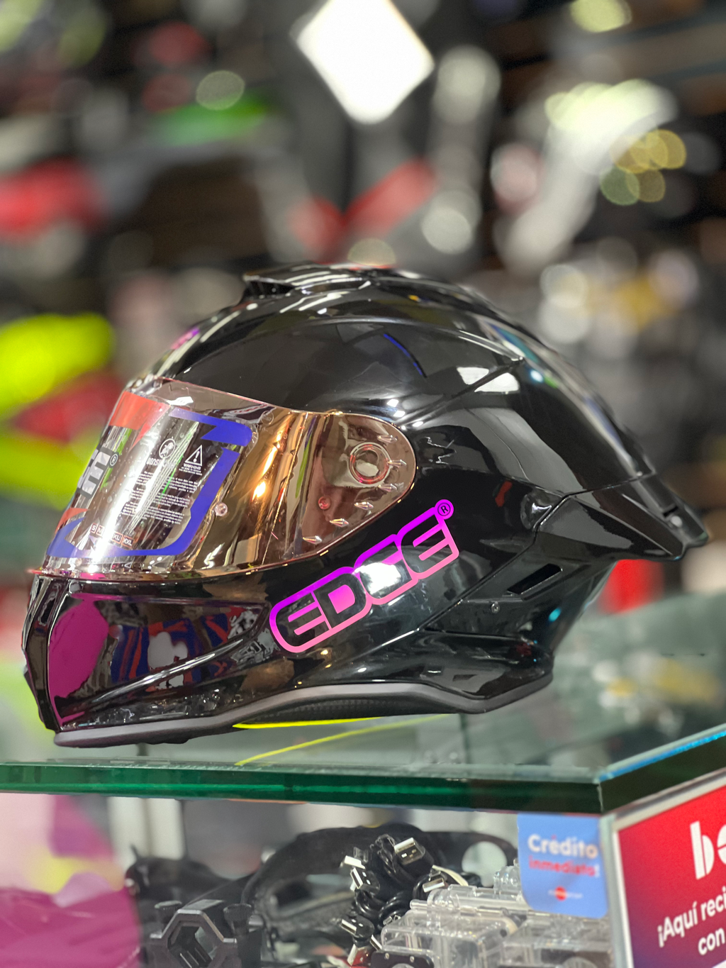 EDGE SHANGAI  Casco Negro Brillo Rosa image 0