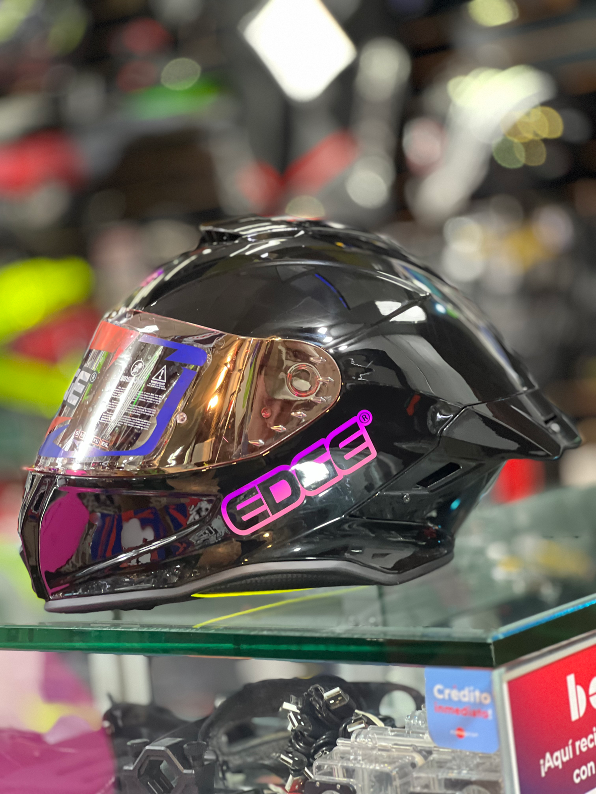 EDGE SHANGAI  Casco Negro Brillo Rosa image 0