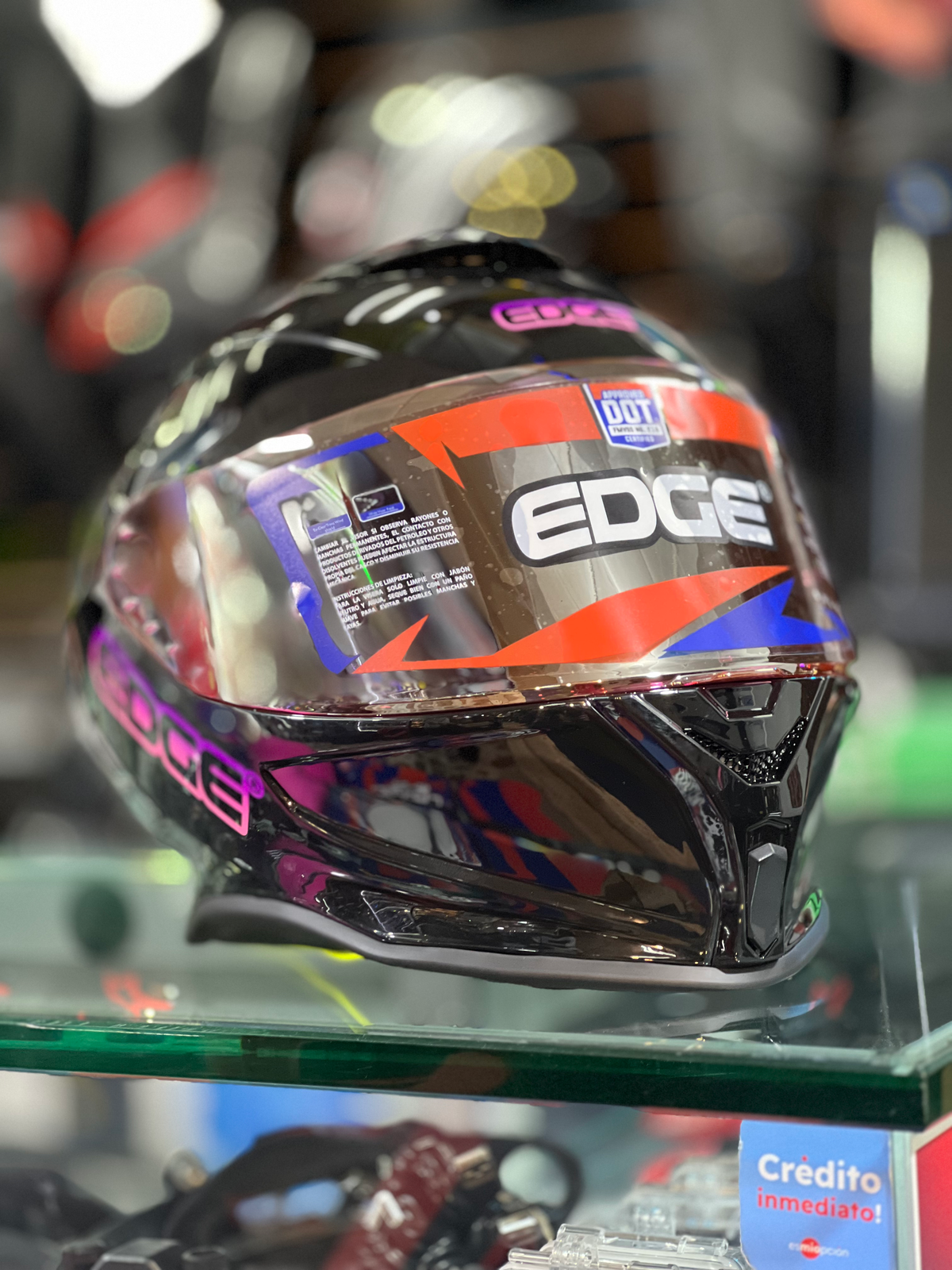 EDGE SHANGAI  Casco Negro Brillo Rosa image 1